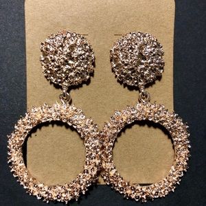 Rose Gold Textured Round Hoops